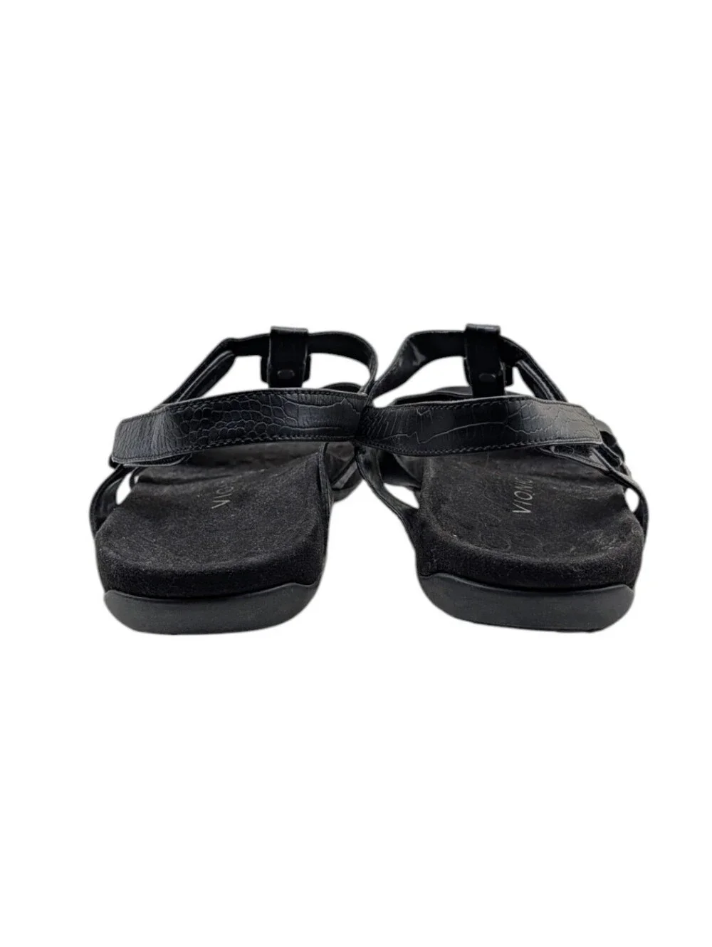 Vionic Amber Black Embossed Orthotic Sandals Wide 10 S4211 - Picture 12 of 12